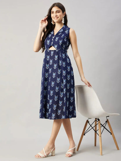 winered-women-navy-blue-a-line-dress-front-triangle-cut-out-a-line-dress