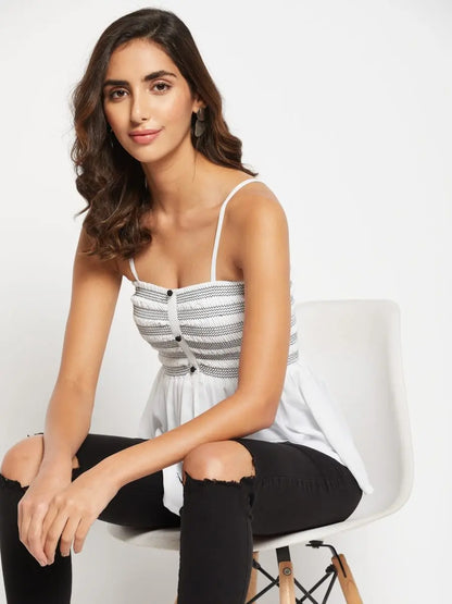 winered-ruched-neck-contrast-smocking-top-for-girls