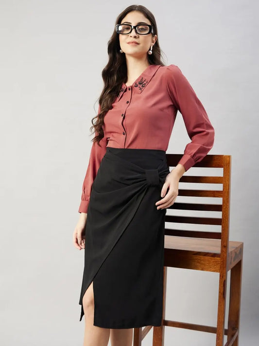 winered-women-pink-collared-shirt-with-contrast-embriodery