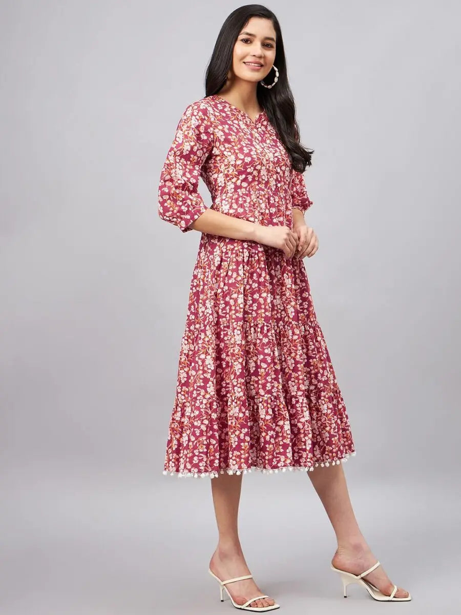 winered-women-pink-floral-printed-fit-flare-dress