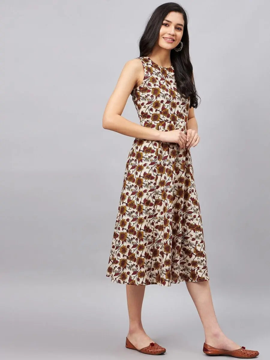 winered-women-beige-floral-printed-a-line-dress