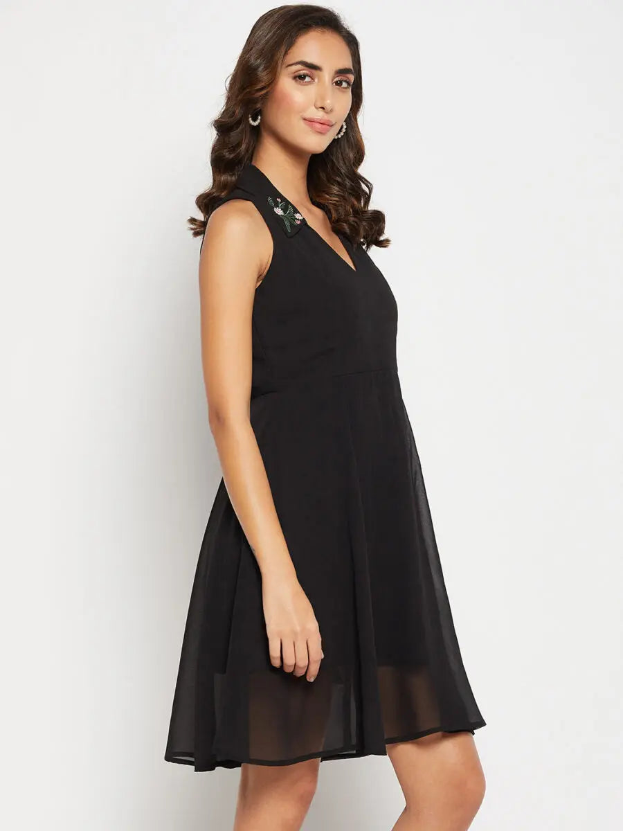 winered-black-casual-wear-fit-and-flare-dress