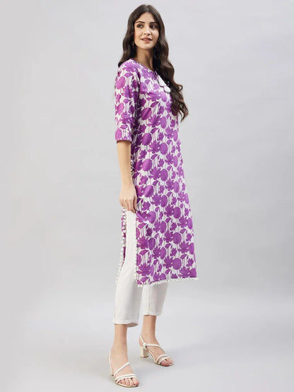 winered-women-purple-cotton-kurta-print-pom-pom-lace