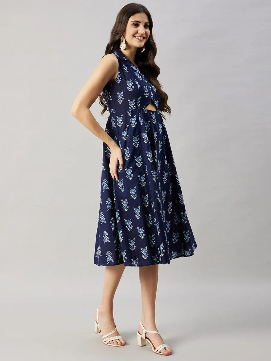 winered-women-navy-blue-a-line-dress-front-triangle-cut-out-a-line-dress