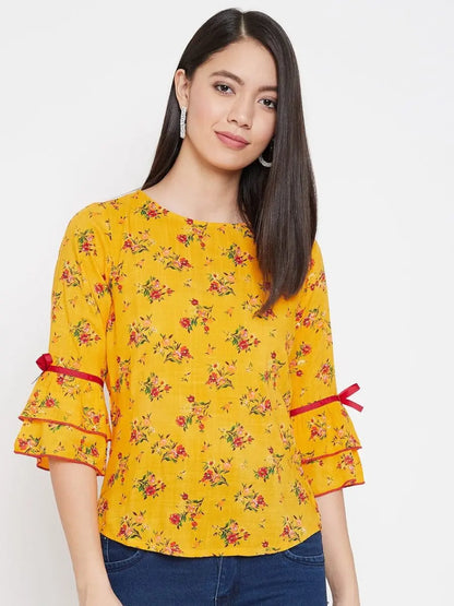 winered-yellow-floral-print-rayon-regular-top