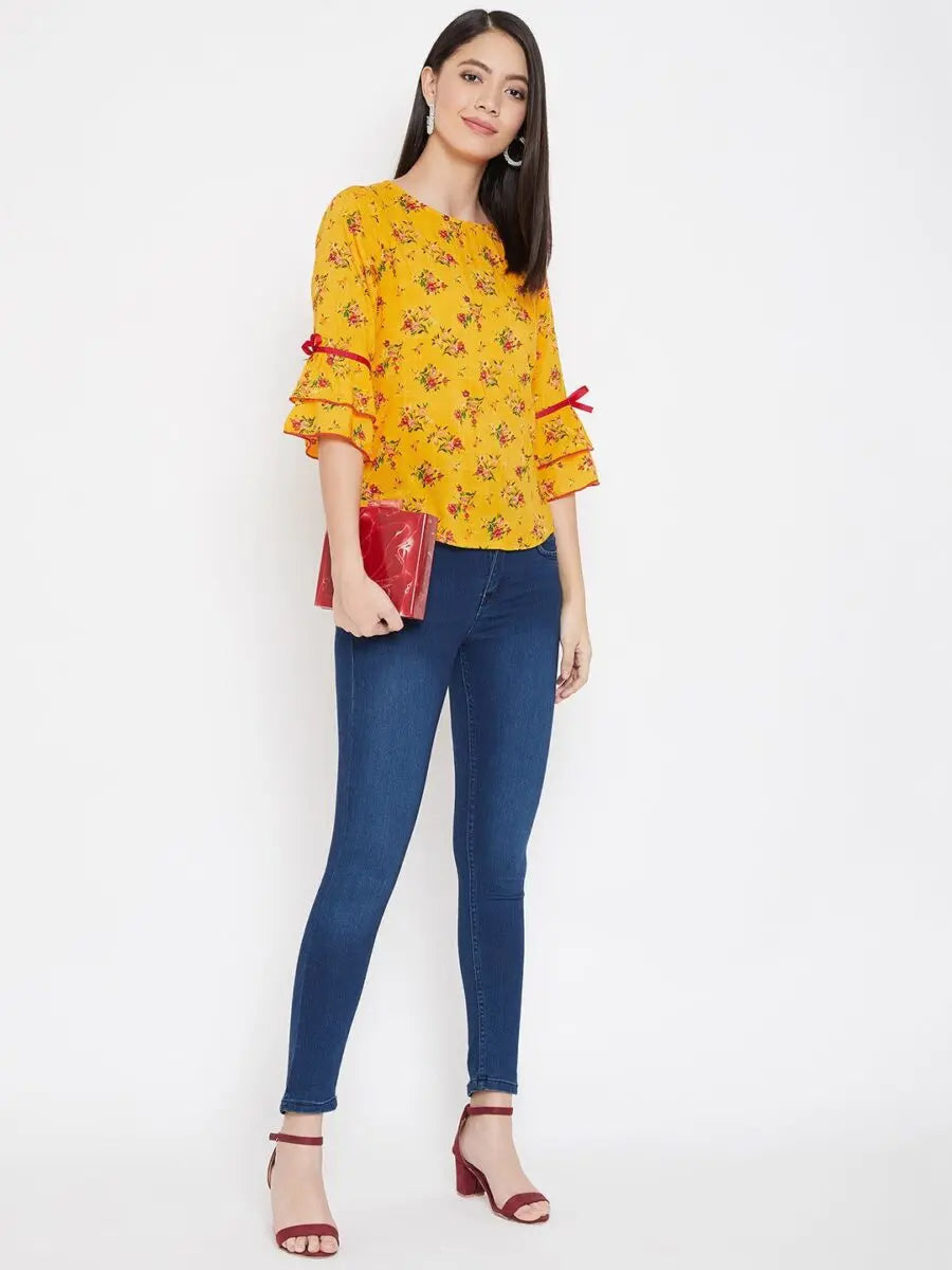 winered-yellow-floral-print-rayon-regular-top
