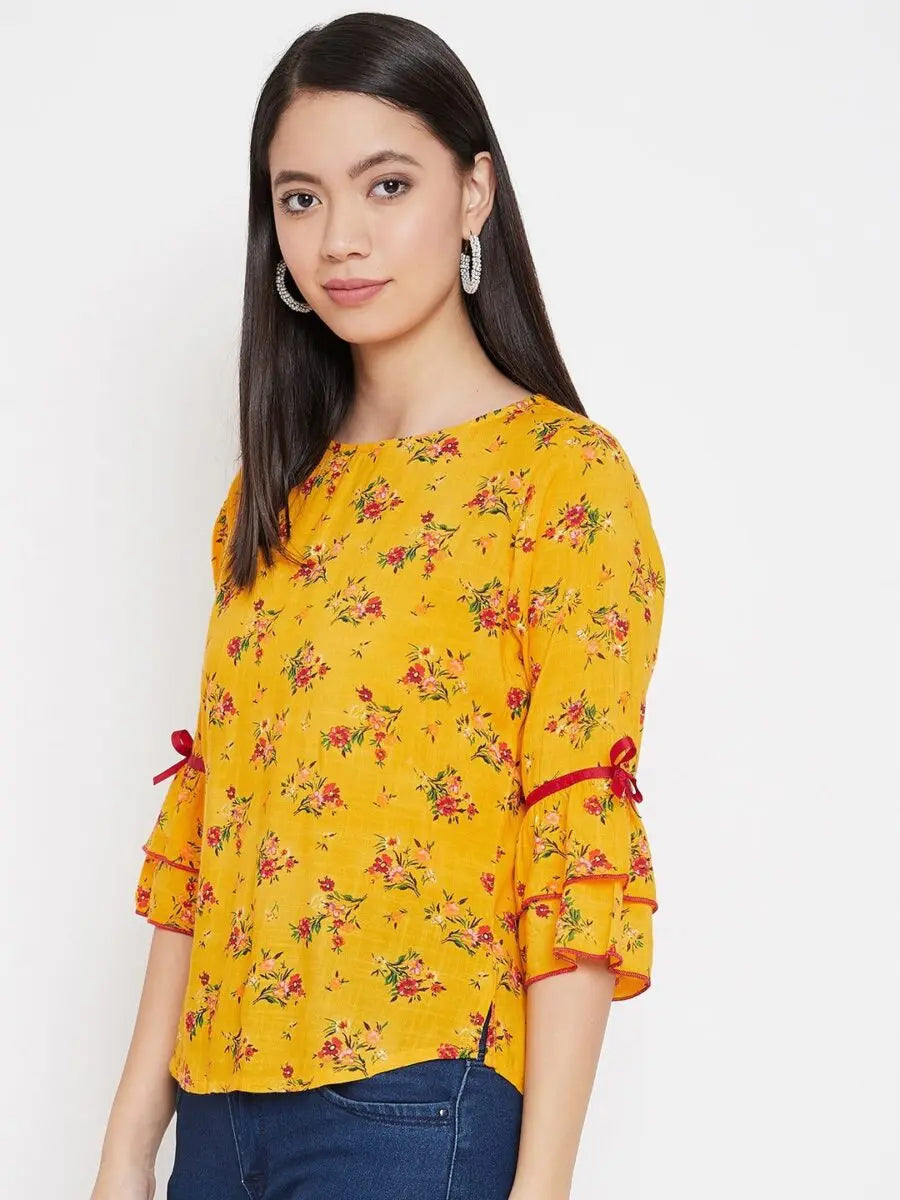 winered-yellow-floral-print-rayon-regular-top