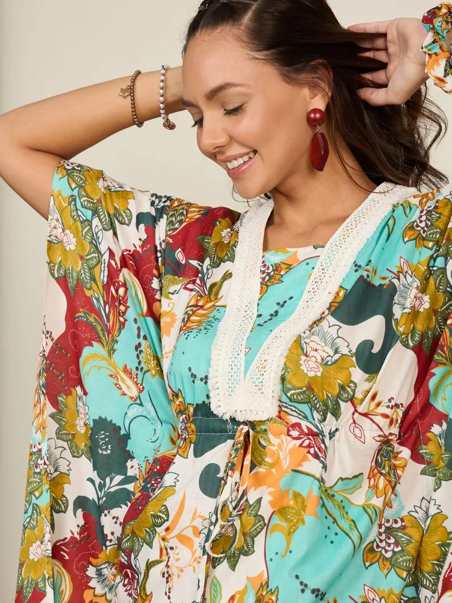 winered-woman-lace-detailing-kaftan-set