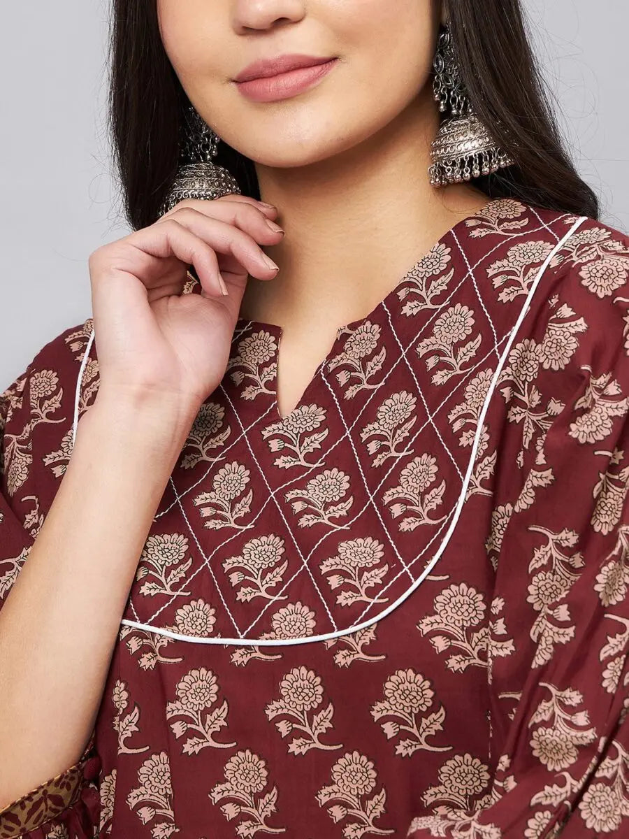 winered-woman-maroon-cotton-co-ord-set