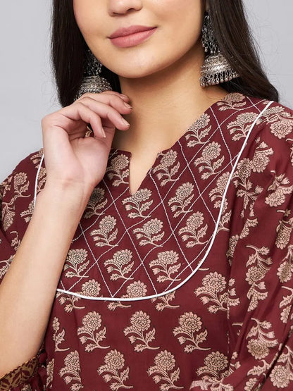 winered-woman-maroon-cotton-co-ord-set