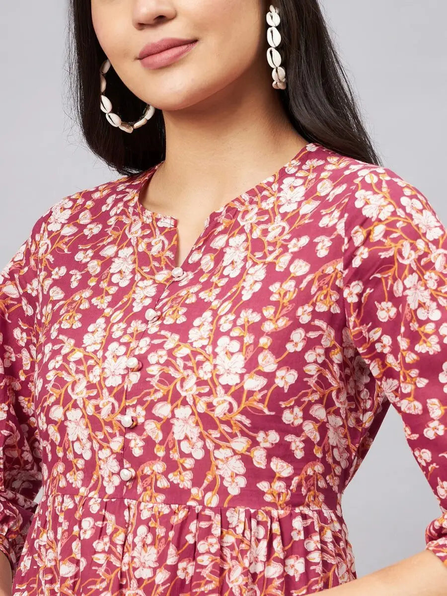 winered-women-pink-floral-printed-fit-flare-dress