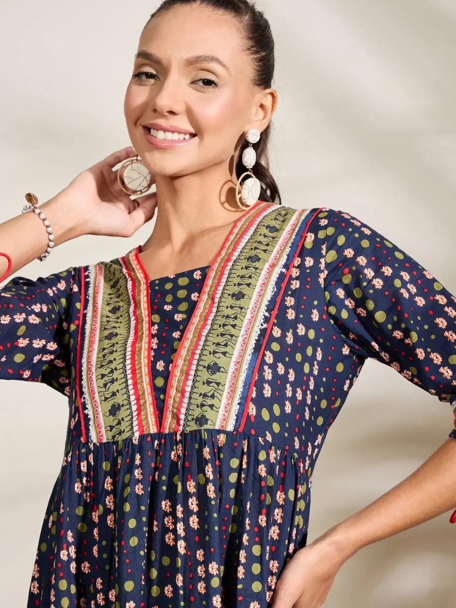 winered-women-blue-placement-print-tiered-dress