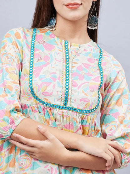 winered-woman-floral-print-with-embroidered-off-white-co-ord-set