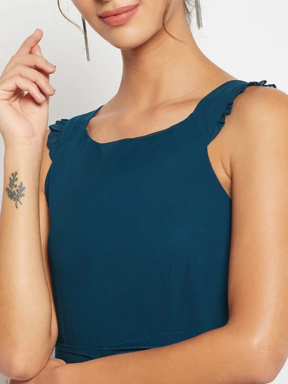 winered-woman-georgette-solid-flared-dress