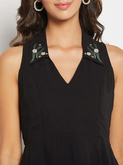 winered-black-casual-wear-fit-and-flare-dress