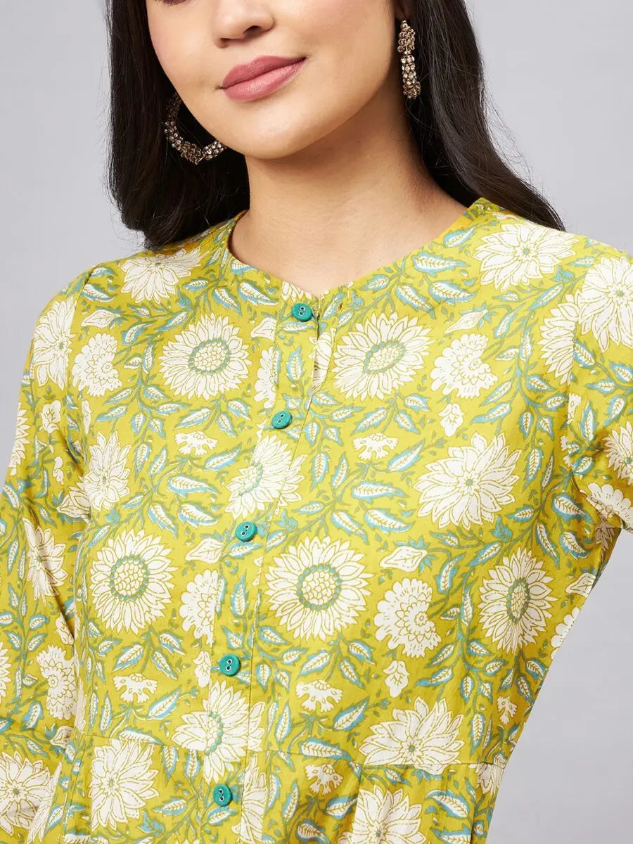 winered-women-yellow-floral-a-line-front-slit-kurta