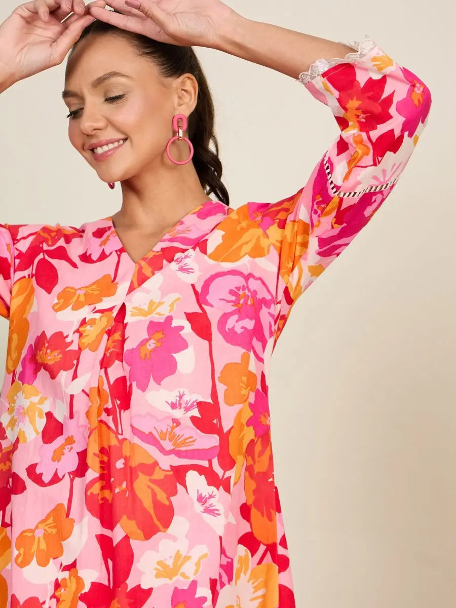 winered-woman-pink-floral-print-scalloped-aymmetric-hem-floral-co-ord-sets