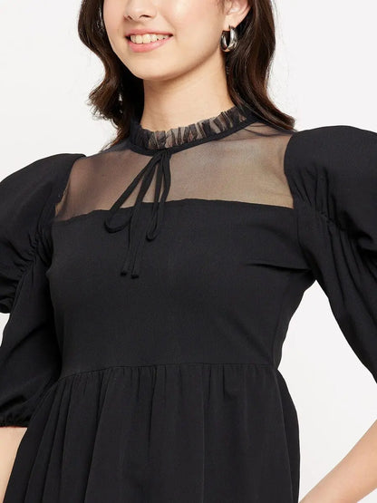 winered-women-power-shoulder-net-neck-peplum-top