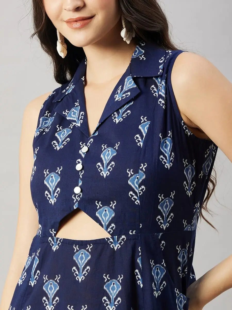 winered-women-navy-blue-a-line-dress-front-triangle-cut-out-a-line-dress