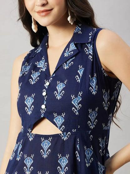 winered-women-navy-blue-a-line-dress-front-triangle-cut-out-a-line-dress