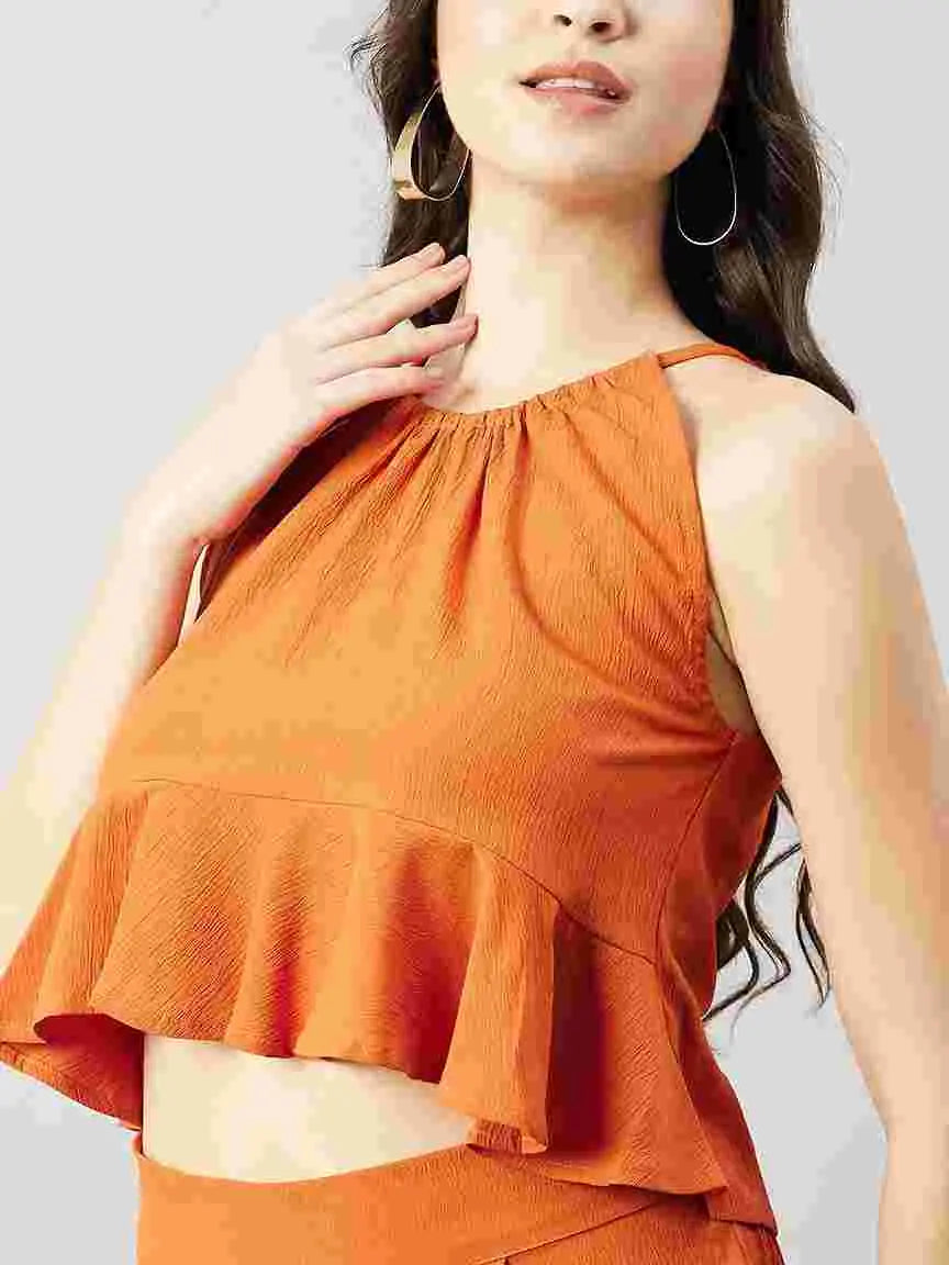 orange-halter-neck-stitched-crop-top-pant-co-ord-set-for-women