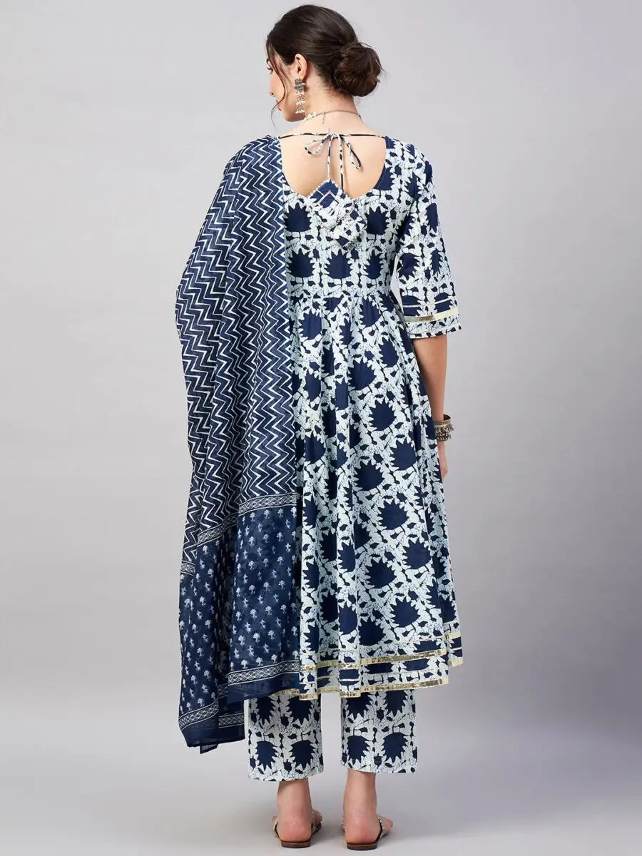 winered-women-blue-back-neck-gota-detailing-flared-kurta-dupatta-set