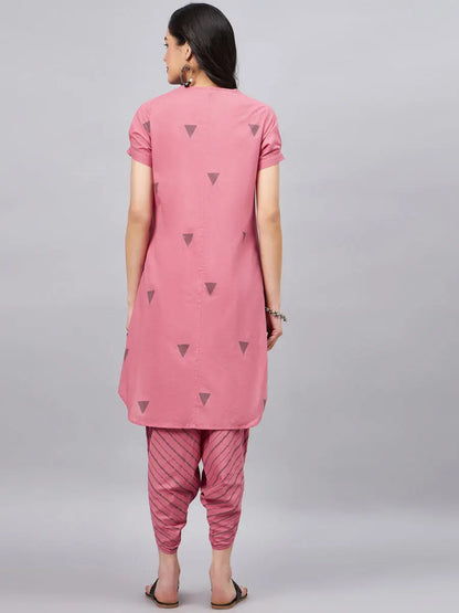 winered-hi-low-set-of-dhoti-kurta-for-women