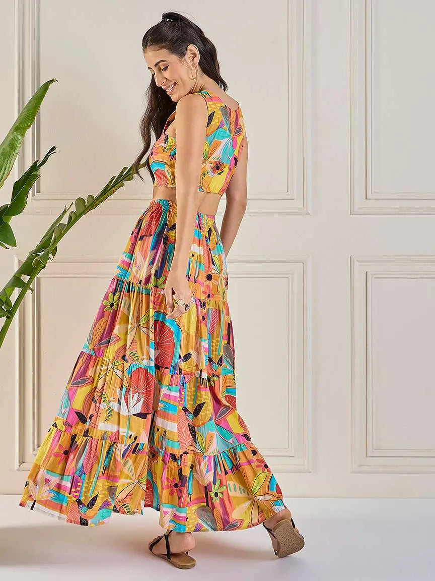 multicolor-abstract-print-stitched-crop-top-skirt-co-ord-set-for-women