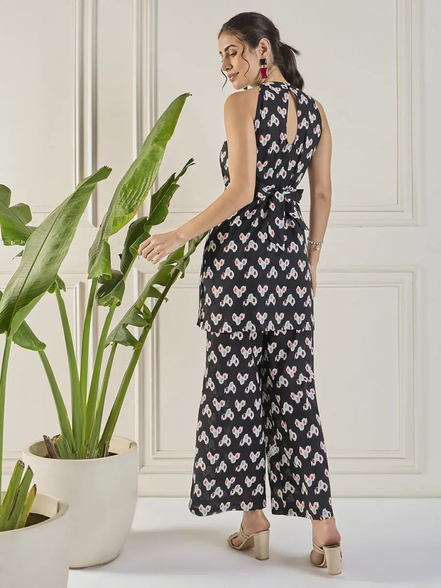 winered-women-black-ikat-print-halter-neck-co-ord-set