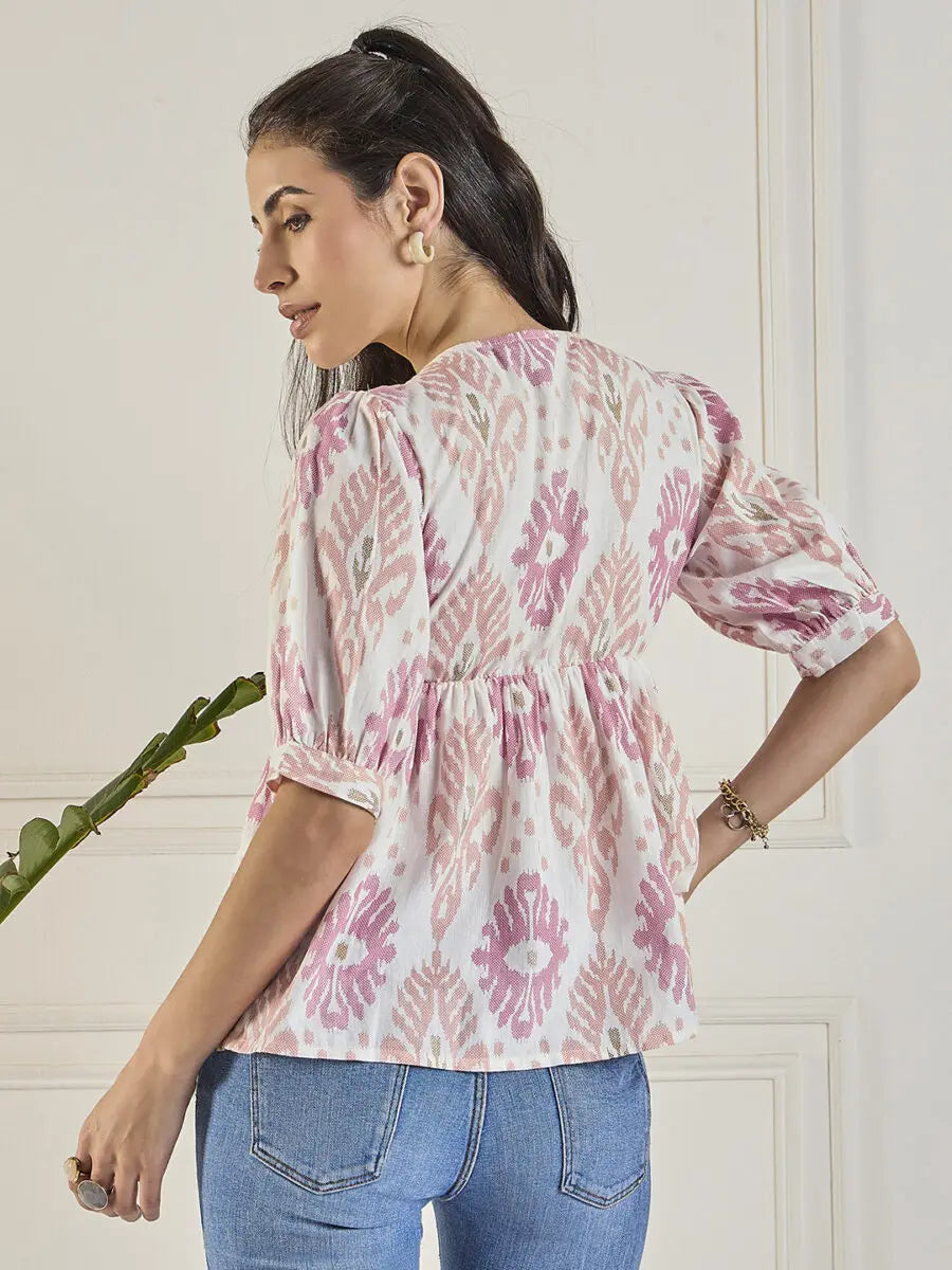 winered-women-printed-cotton-ruched-top