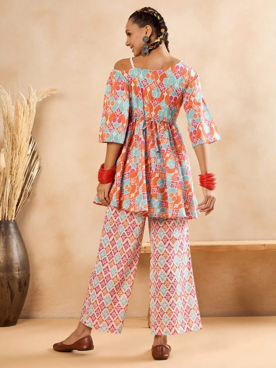 winered-woman-one-shoulder-geometric-print-co-ord-sets