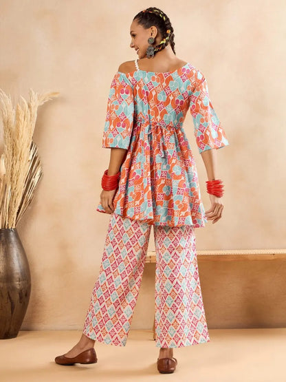 winered-woman-one-shoulder-geometric-print-co-ord-sets