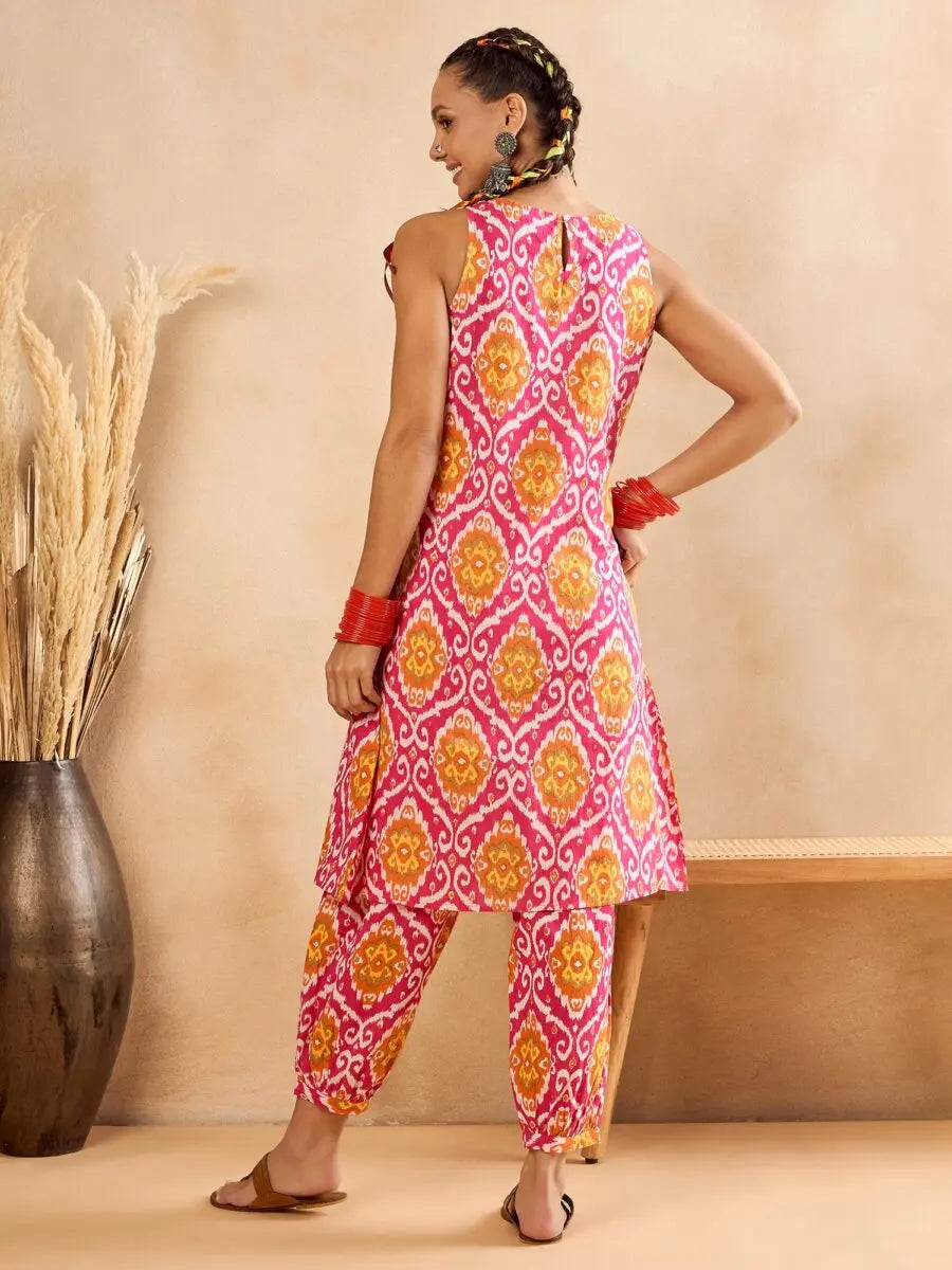 winered-woman-geometric-print-sleeveless-pink-co-ord-set