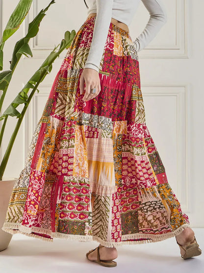 winered-women-longline-tiered-skirt