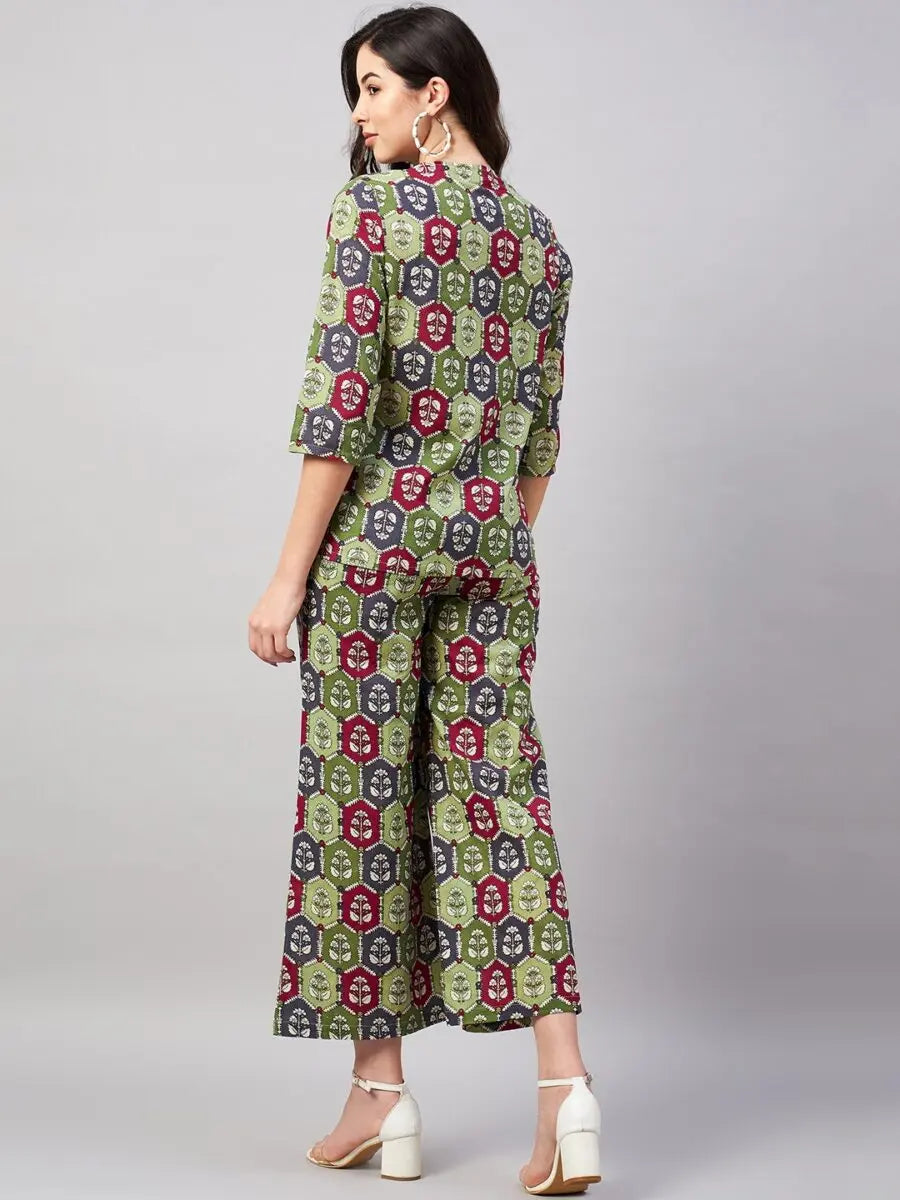 winered-woman-co-ord-sets-ethnic-for-women-waist-cut-out-co-ord-set-with-scrunchies