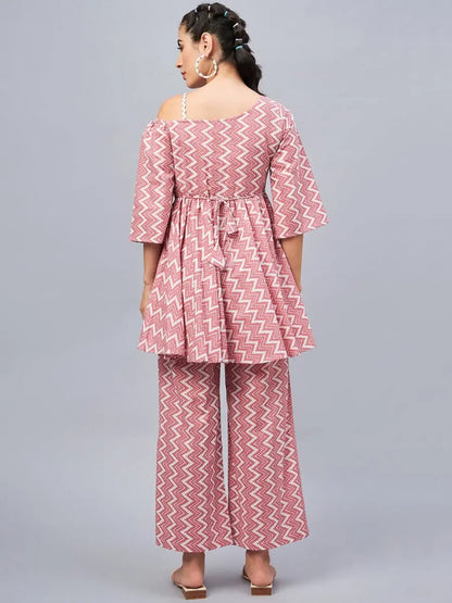 winered-woman-one-shoulder-chevron-ethnic-womens-co-ord-sets