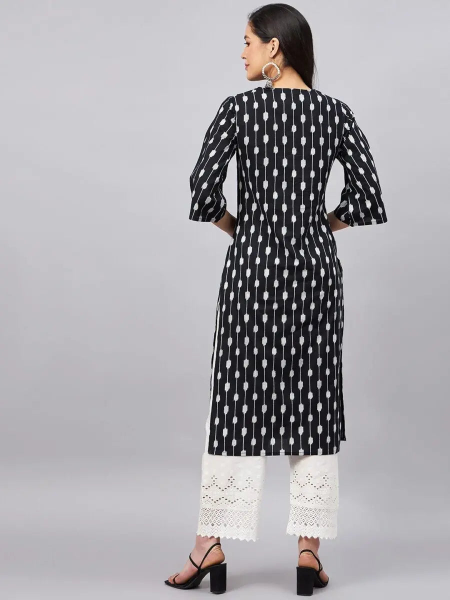 winered-women-black-ikat-print-kurta