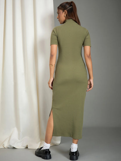Women High Neck Knitted Sheath Dress