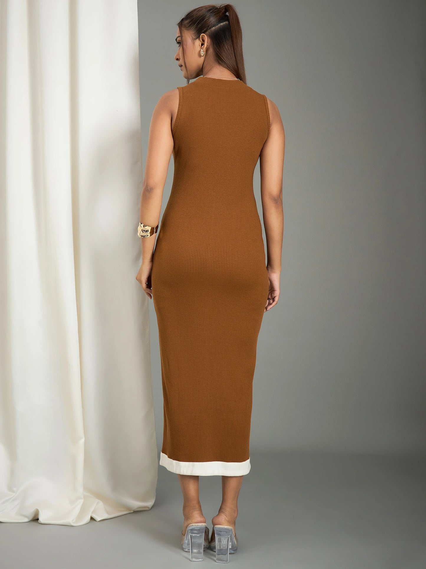 Women's Center Slit Bodycon Midi Dress