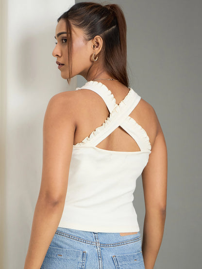 Women Cross-Back Ribbed Tank Top