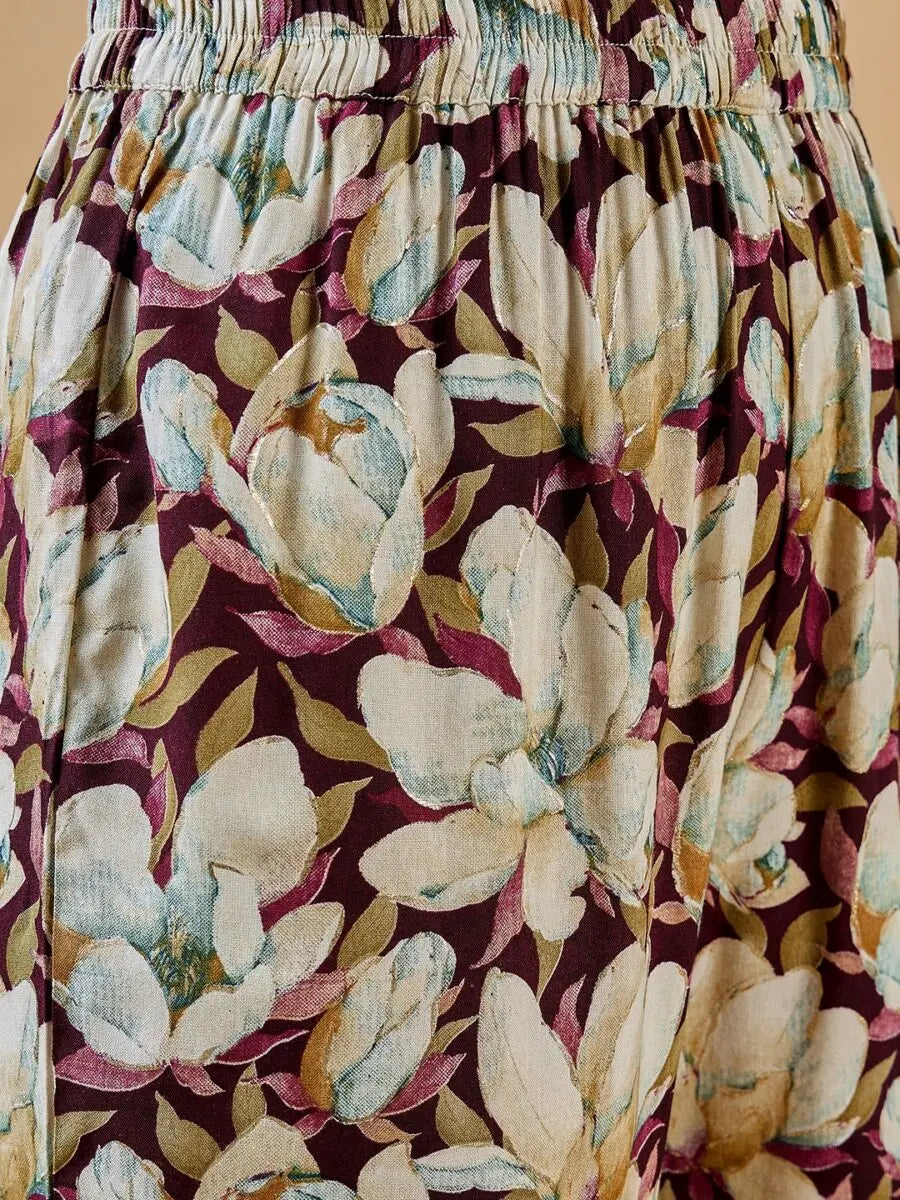 winered-women-godet-tunic-co-ord-set