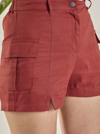 winered-women-maroon-mini-shorts-with-front-slits