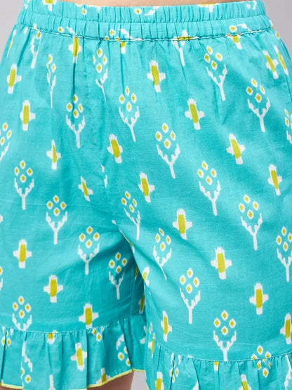 winered-woman-light-blue-with-frill-shorts-night-suit-set