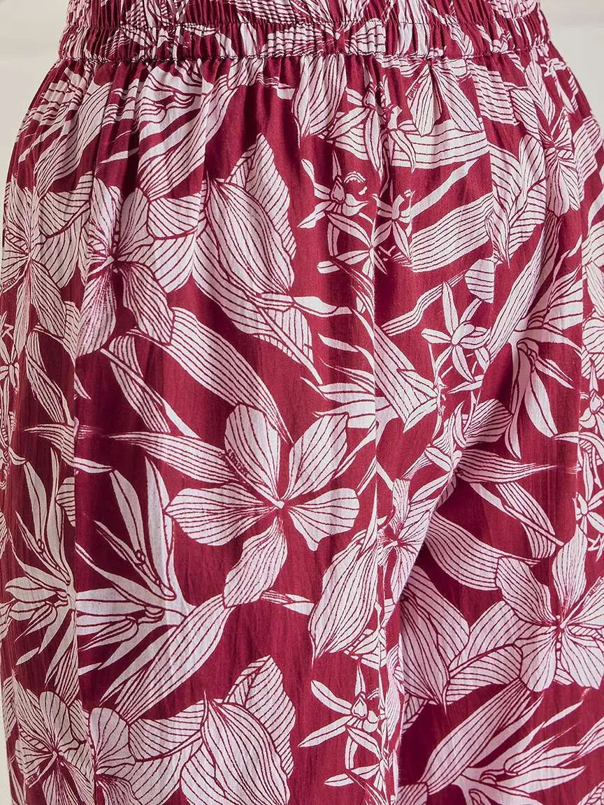 maroon-lace-detailing-stitched-godet-tunic-co-ord-set-for-women