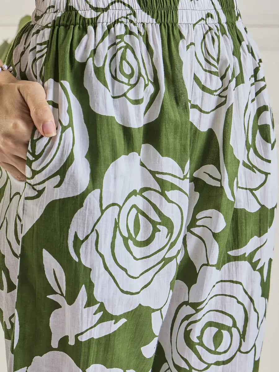 winered-women-green-lace-detailing-yoke-co-ord-set