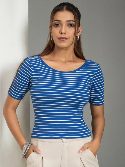 Women Bow-Knot Crew Neck Asymmetrical Hem Top