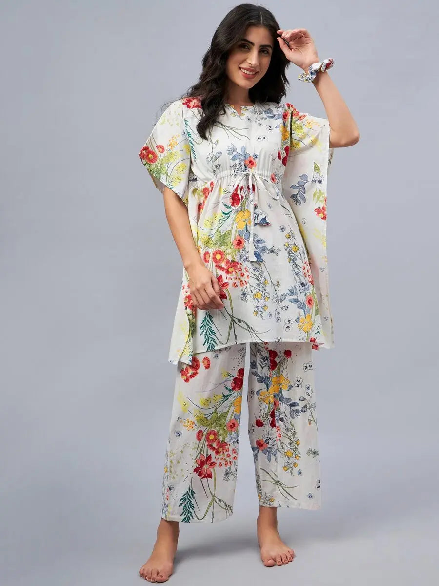 winered-women-white-floral-print-kaftan-night-suit-set-for-women