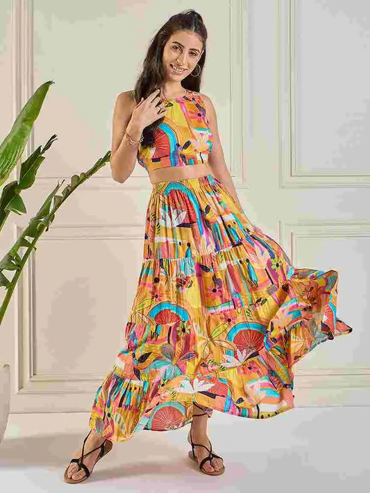 multicolor-abstract-print-stitched-crop-top-skirt-co-ord-set-for-women