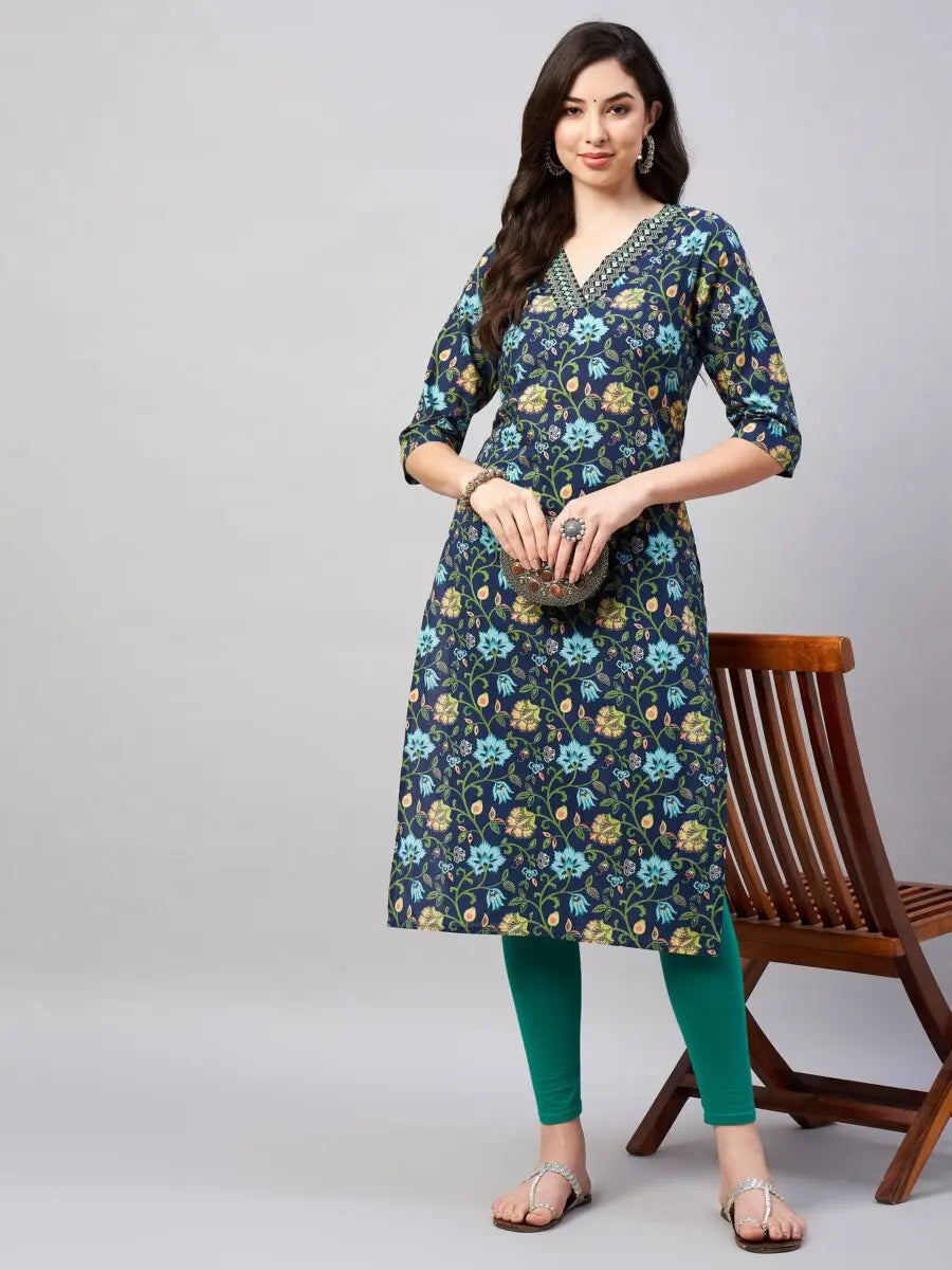 winered-kurtas-best-design-color-floral-print-v-neck-embriodered-kurta
