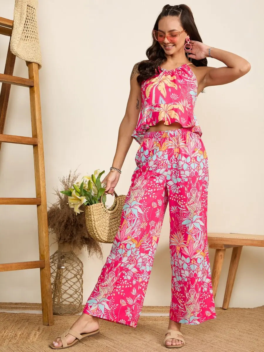 winered-women-pink-print-halter-neck-crop-top-and-pant-co-ord-set